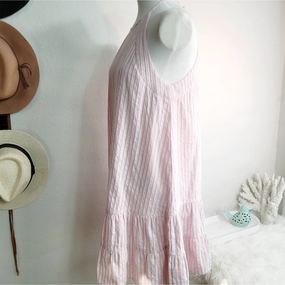 REBECCA TAYLOR NWT PINK MULTICOLOR STRIPE TANK RUFFLE DRESS Sz: 8 - Picture 13 of 16